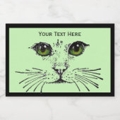 Gepersonaliseerd kattengezicht met  groene ogen voedselcontainer etiket (Enkel label)