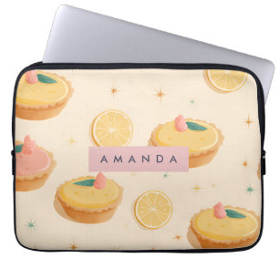 Gepersonaliseerd Kawaii Lemon Tart Patroon Laptop Sleeve