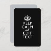 Gepersonaliseerd KEEP CALM Jouw tekst Invitation B Kaart (Voorkant / Achterkant)