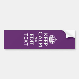 Gepersonaliseerd KEEP CALM Uw Tekst op Paarse Deco Bumpersticker
