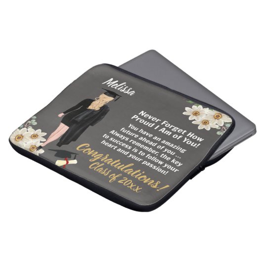 Gepersonaliseerd Keepsake-Afstuderen Laptop Sleeve (Voorkant top)