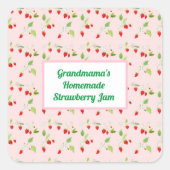 Gepersonaliseerd kersenbloesempatroonjam vierkante sticker (Voorkant)