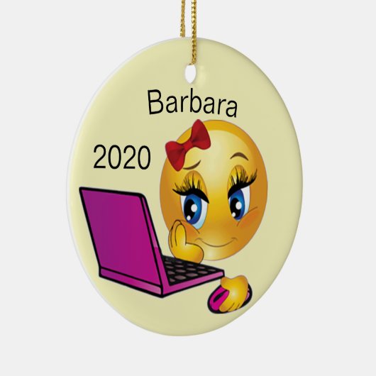 Gepersonaliseerd kerst computermeisje keramisch ornament (Rechts)