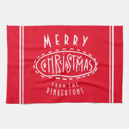 Gepersonaliseerd Kerst rood wit Theedoek