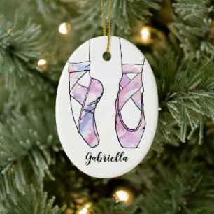 Gepersonaliseerd kerstballet keramisch ornament