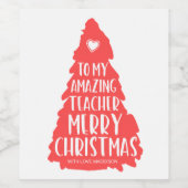 Gepersonaliseerd kerstcadeau-idee voor schoollerar wijn etiket (Enkel label)