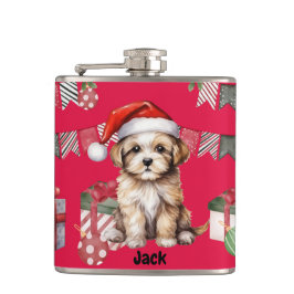 Gepersonaliseerd kerstcadeau voor hondenliefhebber heupfles