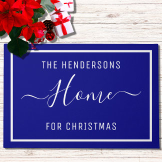 Gepersonaliseerd kerstfamilie Navy Blue Deurmat