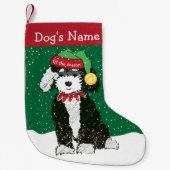 Gepersonaliseerd kerstfeest Bernedoodle Elf Kleine Kerstsok (Voorkant)