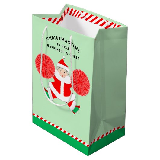 Gepersonaliseerd kerstfeest medium cadeauzakje (Achterkant Gekanteld)