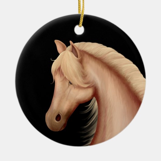 Gepersonaliseerd kerstfeest met Pony van Palomino Keramisch Ornament (Voorkant)