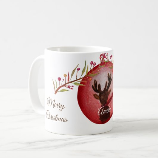 Gepersonaliseerd kerstfeest. Nieuwjaar Mok cadeau (Voorkant links)