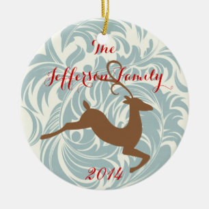 Gepersonaliseerd kerstfeest Rein Deer Family Ornam Keramisch Ornament