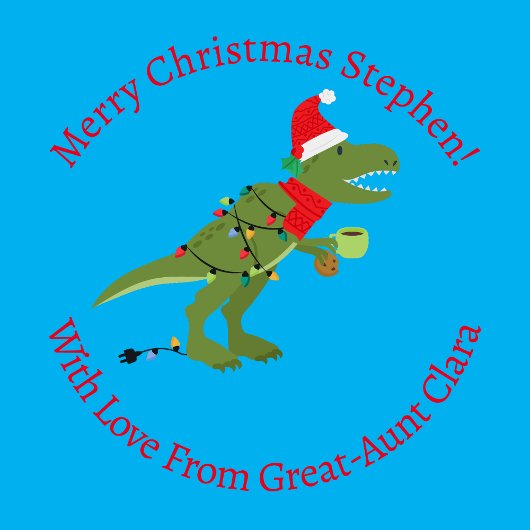 Gepersonaliseerd kerstfeest T-Rex Dinosaur Blue Cadeaupapier
