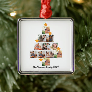 Gepersonaliseerd kerstfeest van de vlinderfamilie metalen ornament