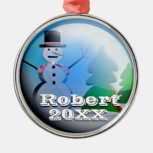 Gepersonaliseerd kerstfeest Wereldbol Metalen Ornament