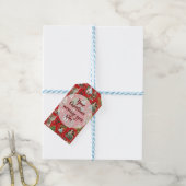 Gepersonaliseerd kerstfeestelijk rood cadeaulabel (Met Touw)