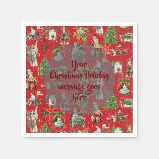 Gepersonaliseerd  kerstfeestelijk rood servet (Voorkant)