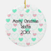 Gepersonaliseerd kerstgrijs keukenroze keuken keramisch ornament (Achterkant)