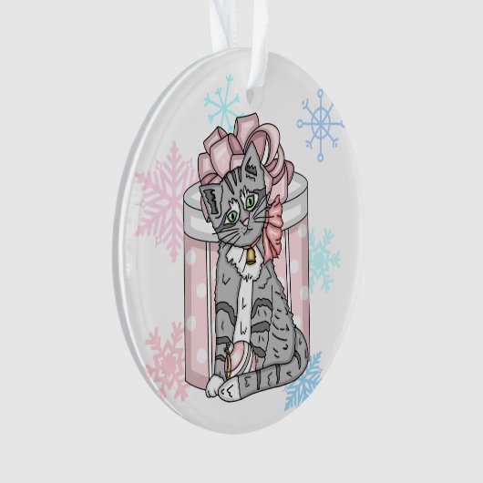 Gepersonaliseerd kerstgrijs keukenroze keuken ornament (voorkant)