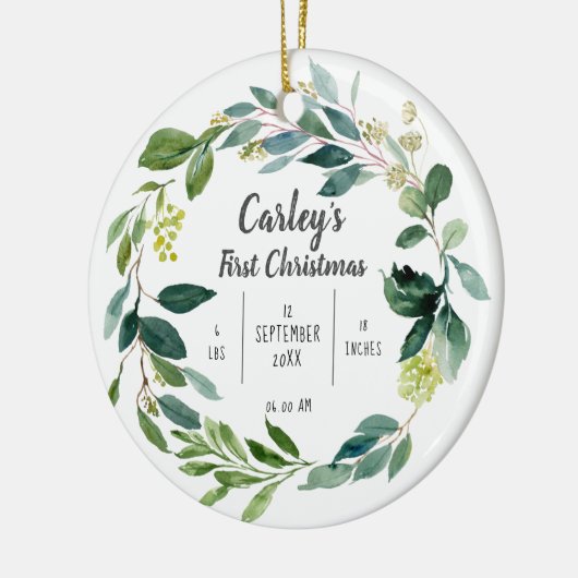 Gepersonaliseerd kerstkeramisch Baby Keramisch Ornament (Links)