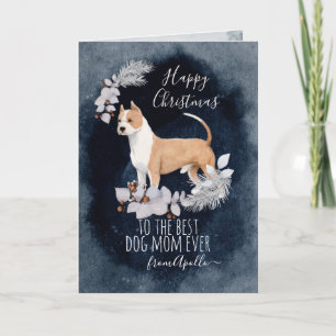 Gepersonaliseerd kerstkerst in Staffordshire Bull Feestdagen Kaart