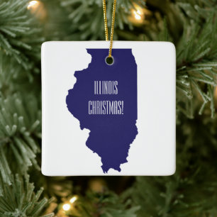 Gepersonaliseerd Kerstkerstversiering in Illinois Keramisch Ornament