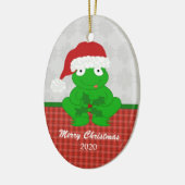 Gepersonaliseerd kerstkikkerhuis keramisch ornament (Links)