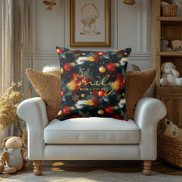 Gepersonaliseerd kerstkussen met naam en citaat kussen