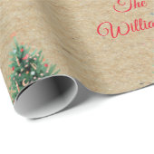 Gepersonaliseerd kerstpatroon Kraft Brown Cadeaupapier (Rol Hoek)