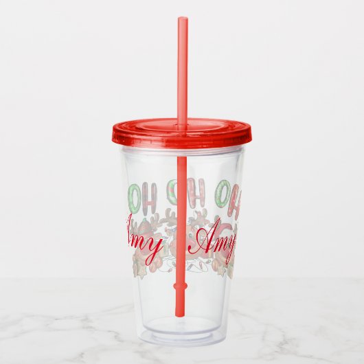 Gepersonaliseerd kerstrendier acryl drinkbeker (Rechts)