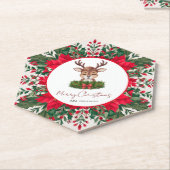 Gepersonaliseerd kerstrendier kartonnen onderzetters (Schuin)