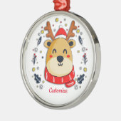 Gepersonaliseerd kerstrenrendiertje metalen ornament (Links)