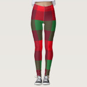 Gepersonaliseerd kerstrood buffelpatroon leggings (Voorkant)