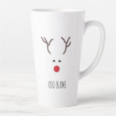 Gepersonaliseerd kerstrood neus rendierwit latte mok (Rechts)