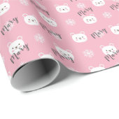 Gepersonaliseerd kerstroze Beer meisje Cadeaupapier (Rol Hoek)