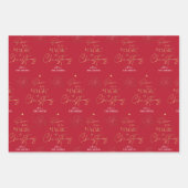 Gepersonaliseerd kerstscript rood groen blauw inpakpapier vel (Voorkant)