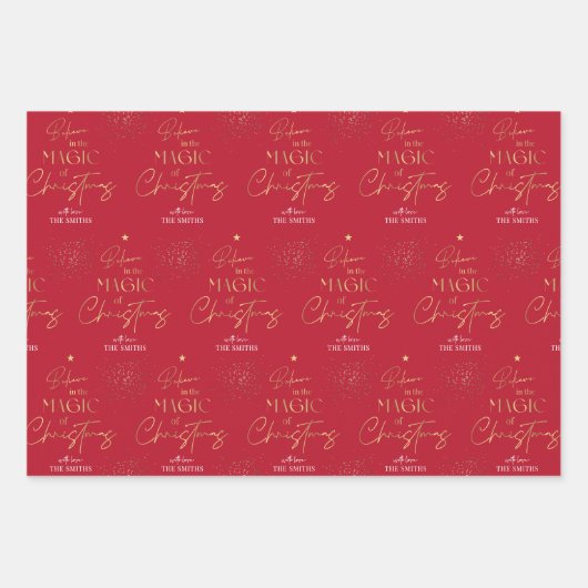 Gepersonaliseerd kerstscript rood groen blauw inpakpapier vel (Voorkant)