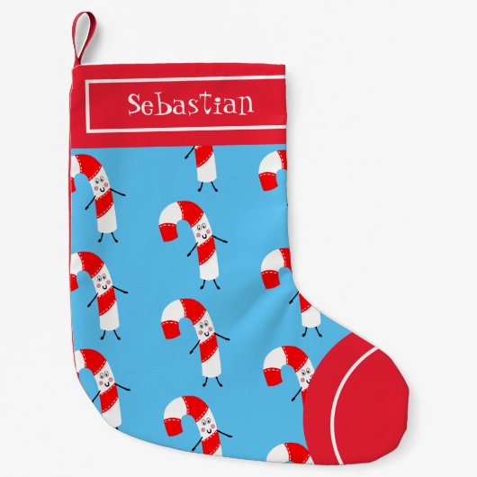 Gepersonaliseerd kerstsnoepriet kleine kerstsok (Voorkant)