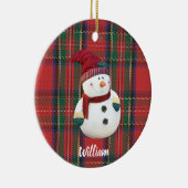 Gepersonaliseerd kerstsnowman-keramisch versiering keramisch ornament (Rechts)