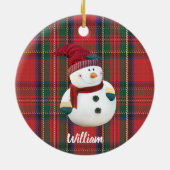 Gepersonaliseerd kerstsnowman-keramisch versiering keramisch ornament (Achterkant)