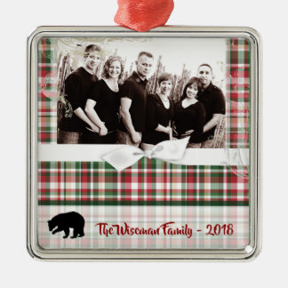 Gepersonaliseerd kerstspeldenBeer PHOTO-versiemane Metalen Ornament