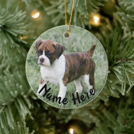 Gepersonaliseerd kerstversiering Brindle Boxer Keramisch Ornament