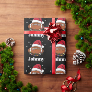Gepersonaliseerd Kerstvoetbal Winter Sportteam Cadeaupapier