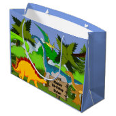 Gepersonaliseerd kind Dinosaur Birthday Large Cadeautasje (Achterkant Gekanteld)