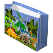 Gepersonaliseerd kind Dinosaur Birthday Large Cadeautasje (Voorkant Gekanteld)