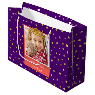 Gepersonaliseerd Kind foto Happy Birthday Gold Cro Groot Cadeauzakje