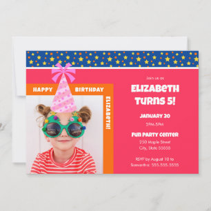 Gepersonaliseerd Kind Foto Happy Birthday w / Roze Kaart