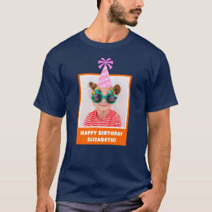 Gepersonaliseerd Kind Foto Happy Birthday w / Roze T-shirt