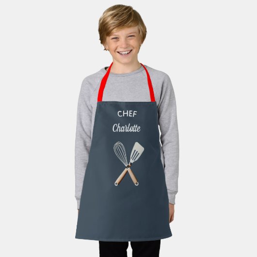 Gepersonaliseerd kind schort, aangepaste naam kind schort (Gedragen)